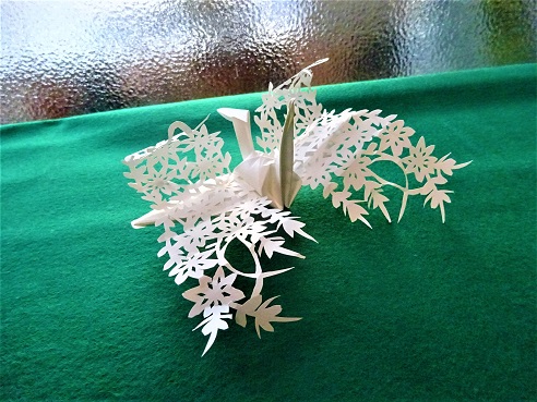 ペーパー折り鶴「草花鶴③」