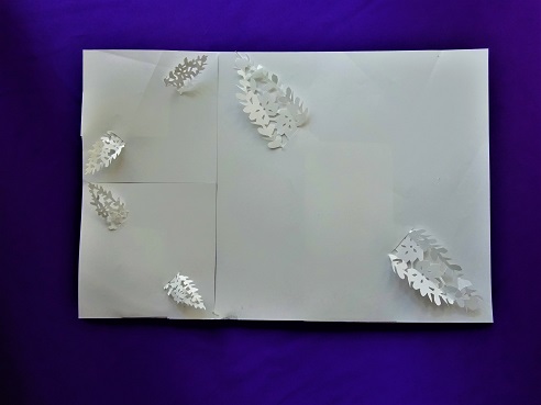 ペーパー折り鶴「親子の連鶴」の製作途中画像